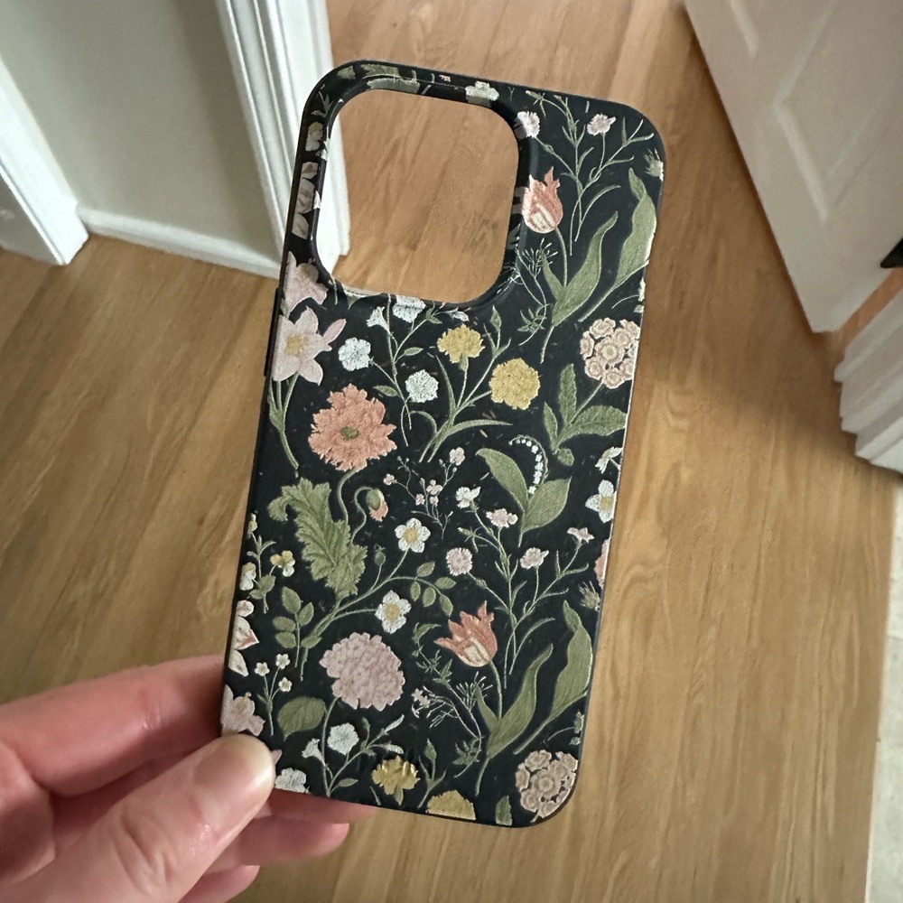 Floral Pela iPhone 14pro Black Phone Case